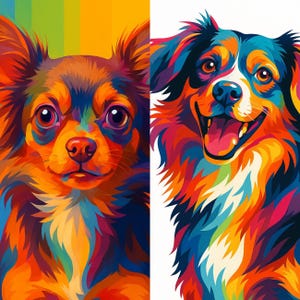 Custom Personalized Colorful Pet Pop Art Portrait – Unique Dog Portrait from Photo – Modern Pop Art Pet Gift