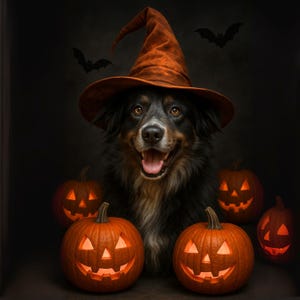 Anpassat Halloween-husdjursporträtt: Spöklik digital konst (digital nedladdning) bild 4