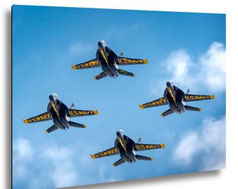 Blue Angels Delta Formation Photo Print | F18 Fighter Jet Art, Military Aviation Wall Art