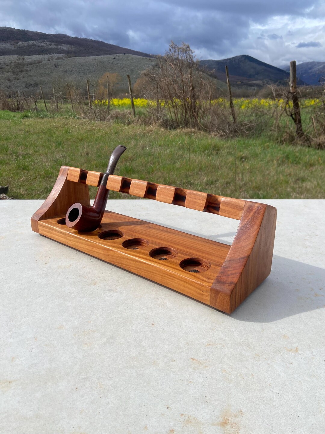 Timber Pipe Rack 6-seater Cherry Wood Pipe Rack - Etsy