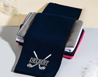 Personalized Golf Towel, Embroidered Golf Towel, Monogrammed Golf Towel, Custom Golf Towel, Personalized Golf Gift for Dad, Groomsmen Gifts