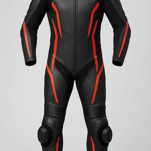 Men’s Racing Leather Motorcycle Suit – One-Piece CE Armored Track Gear – Custom Fit Biker Riding Jumpsuit – Personalized Logo Option