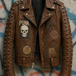 Punk Leather Jacket - Etsy