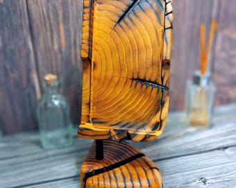 Rustic Phone Stand  Wooden Desk Organizer  Handmade Wood Art