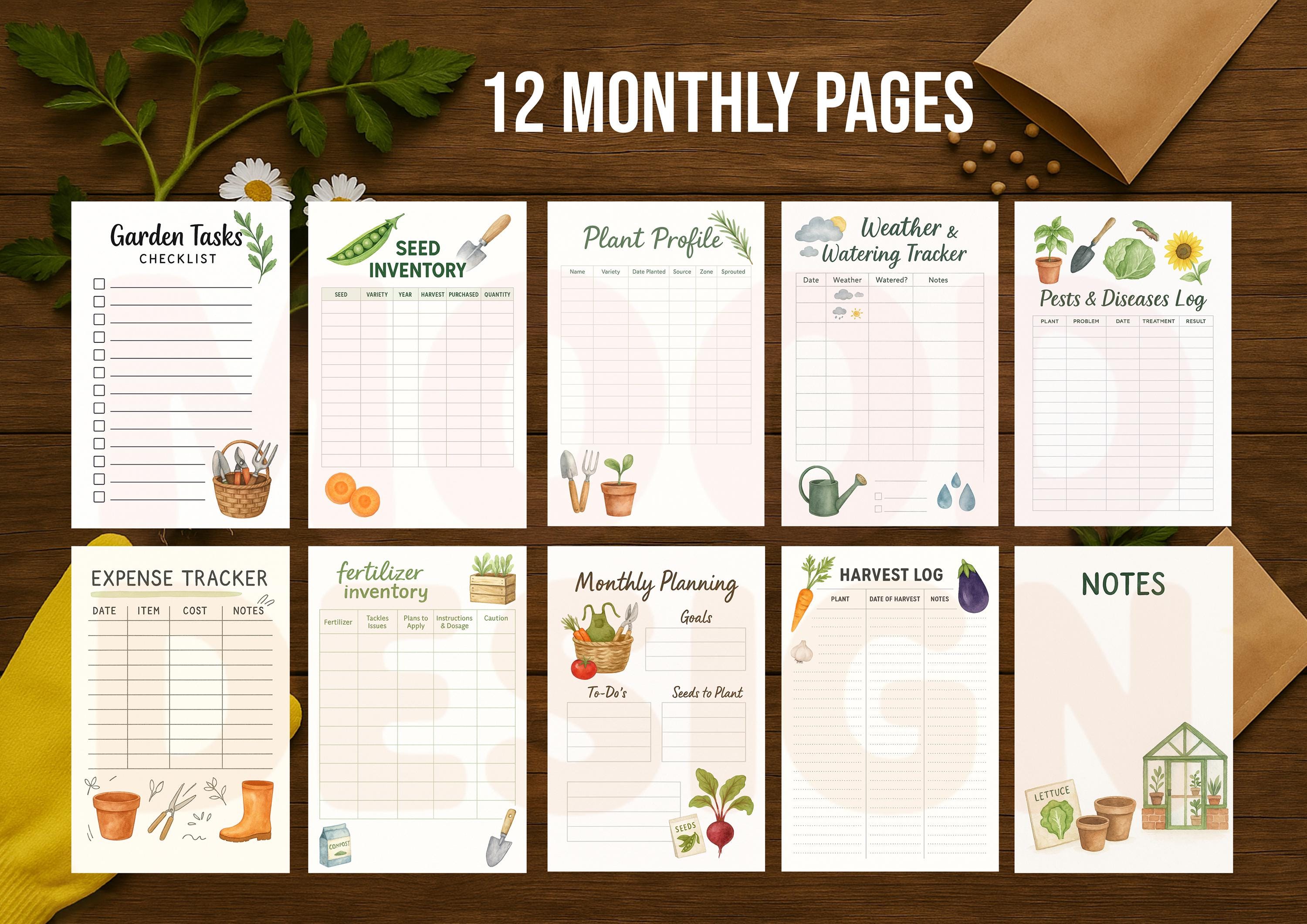 Printable Gardening Journal & Planner | A4 A5 PDF | Undated Monthly ...