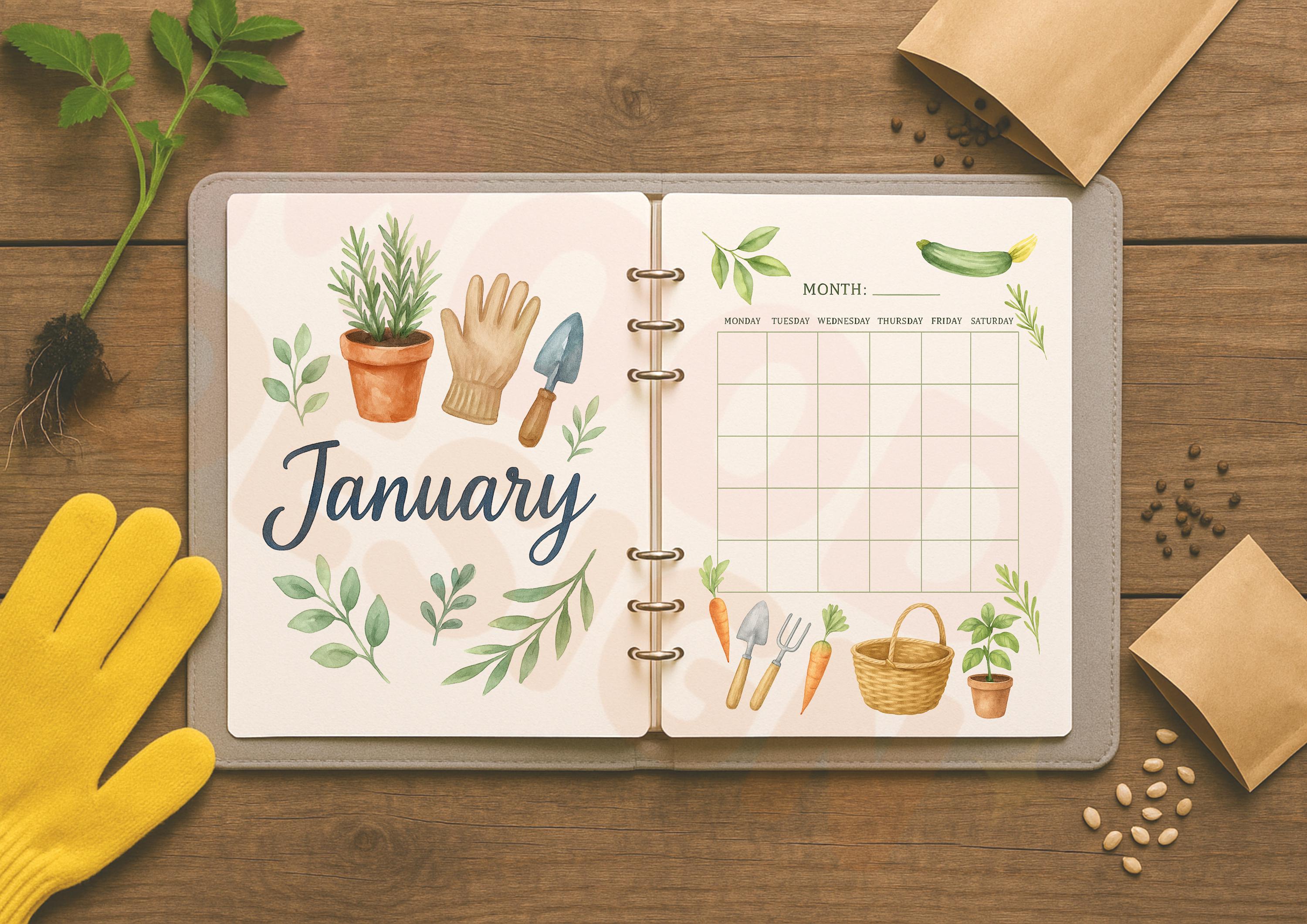 Printable Gardening Journal & Planner | A4 A5 PDF | Undated Monthly Calendar, Plant Log, Seed ...