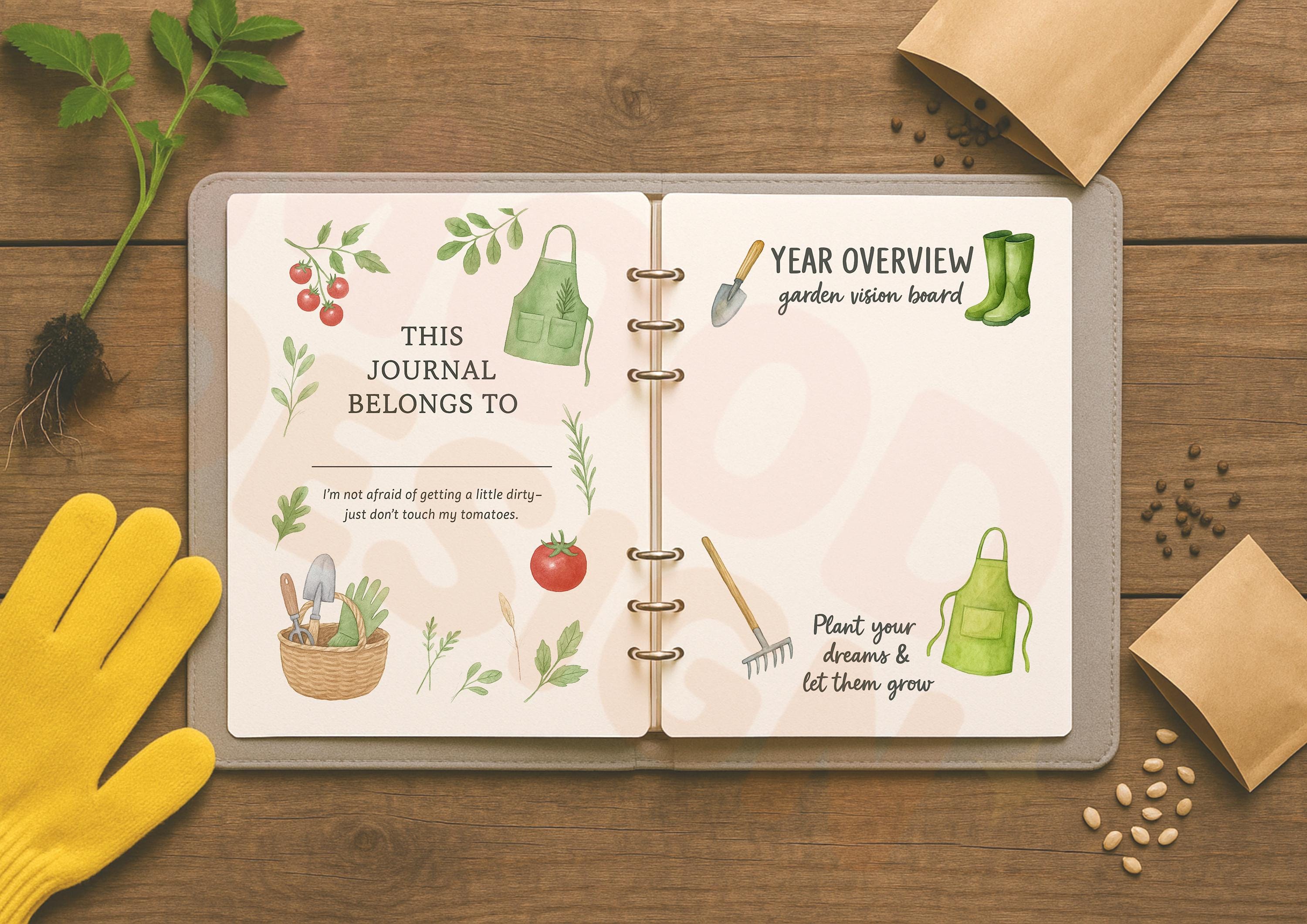 Printable Gardening Journal & Planner | A4 A5 PDF | Undated Monthly Calendar, Plant Log, Seed ...