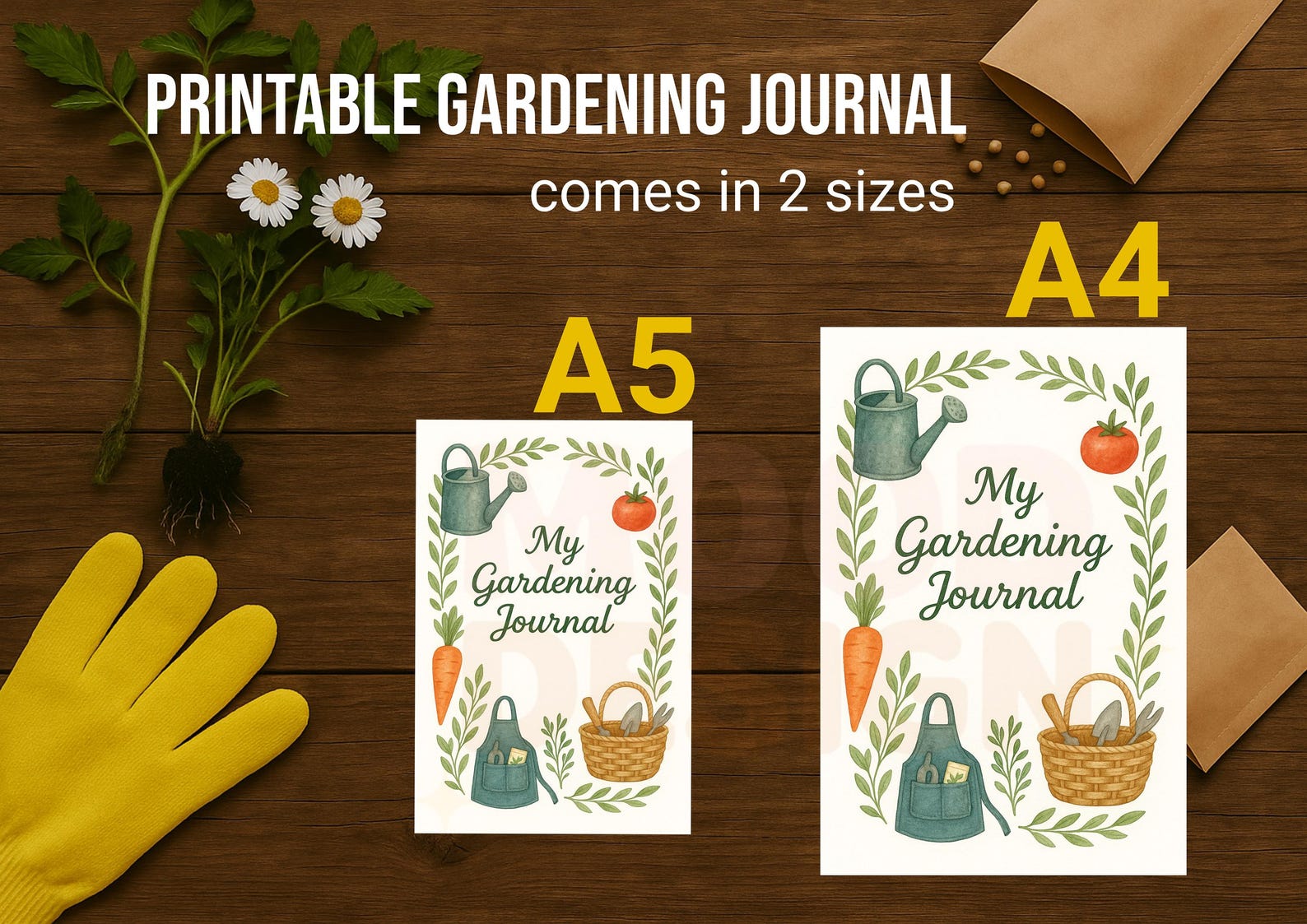 Printable Gardening Journal &amp; Planner | A4 A5 PDF | Undated Monthly Calendar, Plant Log, Seed ...