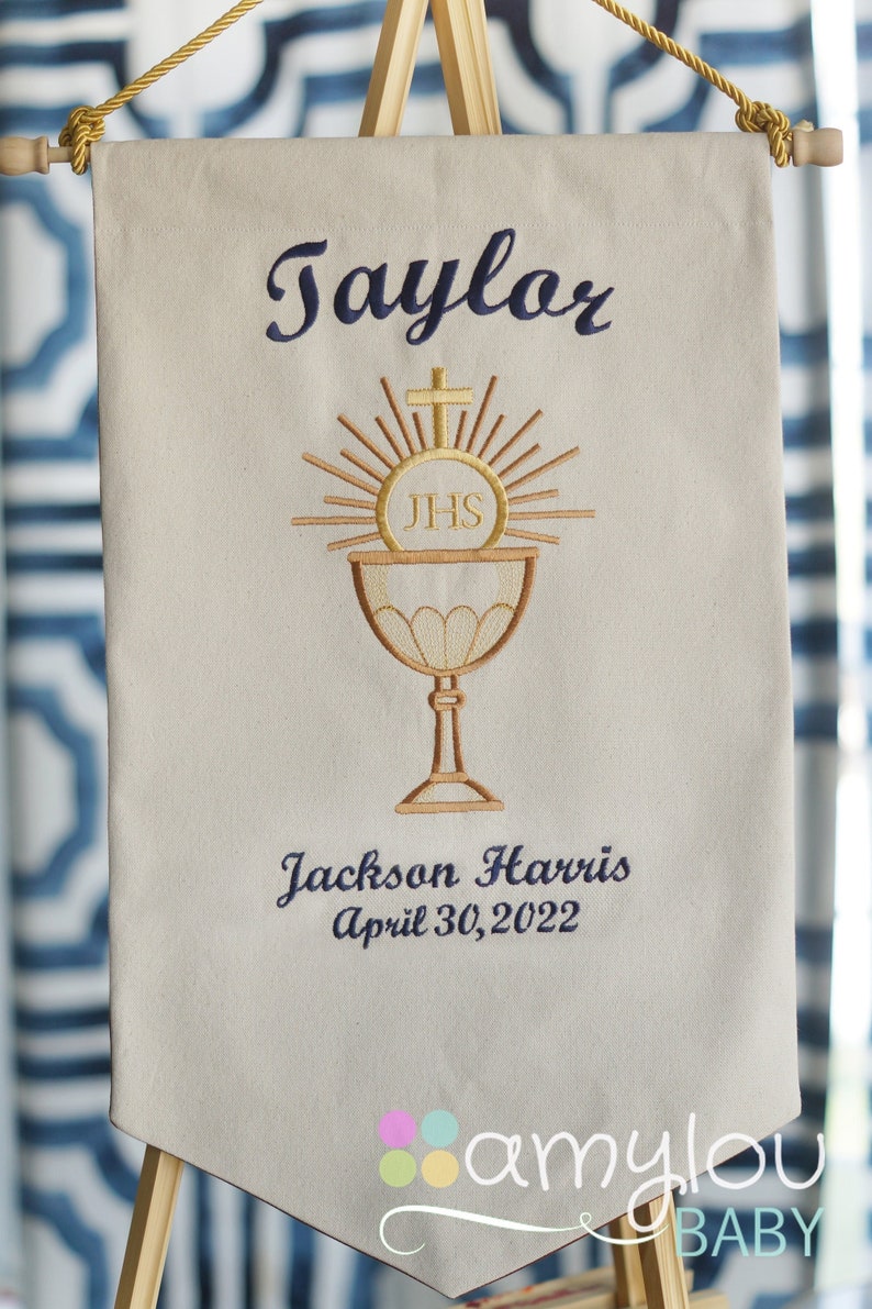 Personalized First Communion Banner Embroidered First Holy Etsy