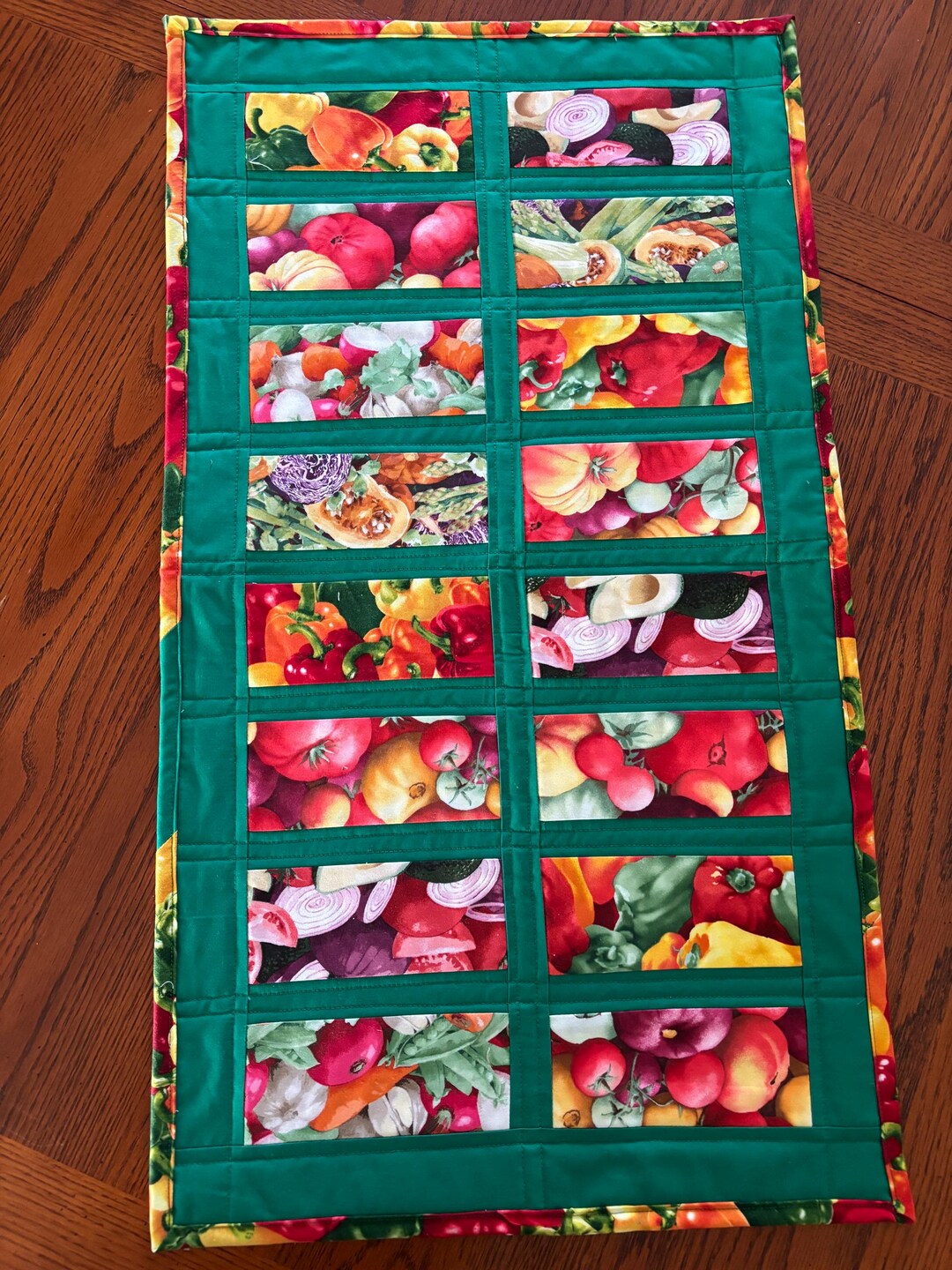 Veggie Patchwork Quilted 17 X 30 Inch Table Runner. - Etsy