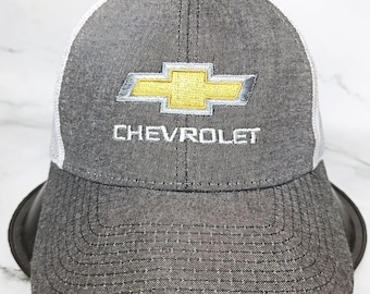 Used Chevrolet Heather Charcoal Trucker Hat Outdoor Cap MBW-800CB Gray White Snapback