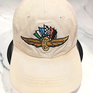 Vintage Indianapolis Racing Hat | Brickyard Authentics Tan Snapback Cap | Indy 500 Style | Racing Fan Merchandise