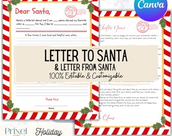 Plantilla de carta a Papá Noel editable: actividad navideña imprimible