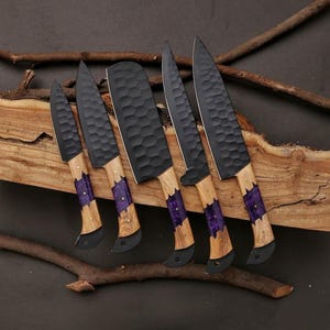 5 Pcs Damascus Steel BBQ Chef Set Handmade Kitchen Knives Hand Forged Chef knives Set Damascus Chef knife Anniversary & Birthday Gift