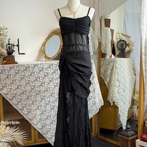 Black Gothic Strapless Dress, Sexy Long Evening Gown, Gothic Style Party Dress, Elegant Formal Night Dress, Bold Style Dress, Elegant Party