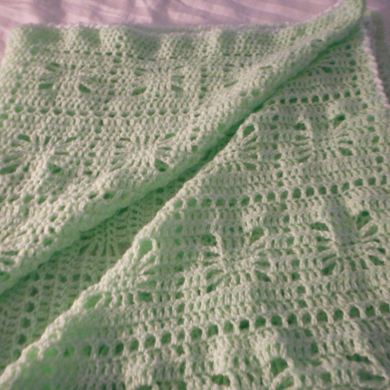 Baby Blanket Lime Green Baby Blanket Hand Crochet Baby Trow Etsy