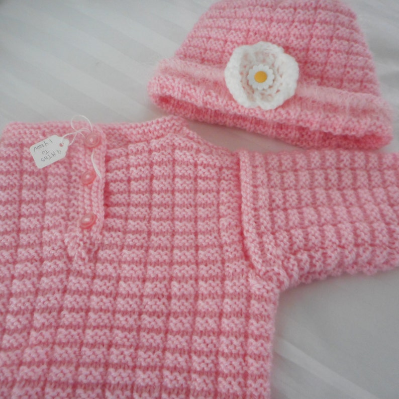 Baby Pink Sweater Hand Knit Pink Sweater Set Etsy