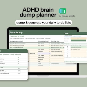 Planificador digital de Google Sheets para TDAH (Disparo de ideas) Organizador de tareas para TDAH Planificador para TDAH Lista de tareas para mamás ocupadas Plantilla de productividad