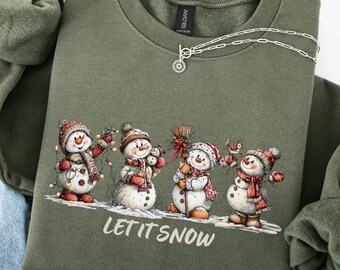 Snowman Christmas Sweatshirt, Let It Snow Sweatshirt, Christmas Hoodie, Winter Sweatshirt, Xmas Sweatshirt, Snowman Hoodie, Holiday Gift