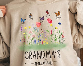 Personalized Birth Flower Grandma's Garden Shirt, Mother's Day Gift, Grandma Birthday Gift