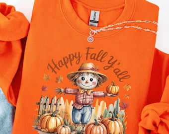 Happy Fall Yall Sweatshirt, Fall Pumpkin Sweatshirt, Thanksgiving Sweatshirt, Women Fall Crewneck, Cute Thanksgiving Gift, Autumn Sweatshirt