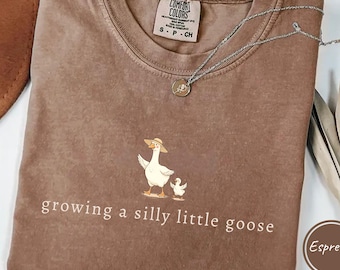 Comfort Colors Growing a Silly Little Goose Shirt, Cute Pregnancy Announcement Shirt, Pregnant Shirt, Homestead Mom Gift, Baby Shower Gift