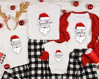 Custom Family Christmas Name Shirt, Santa's Hat Family Christmas Shirt, Personalized Christmas Family Tee, Christmas Gift