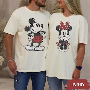 Comfort Colors® Retro Mickey Mouse Shirt, Vintage Minnie Mouse Tshirt, Disney Couple Shirts, Disney Family Matching Tees image 3