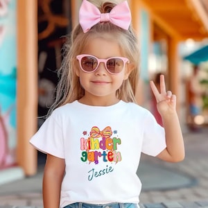 Custom Kids Name Back To School Kindergarten Shirt, Personalized Preppy Kindergarten Shirt, Elementary Shirt, First Day Of School Shirt