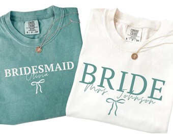 Comfort Colors® Custom Bride Bridesmaid Shirt, Bridal Party Gift, Wedding Day Getting Ready, Trendy Bachelorette Merch, Group Matching Tee