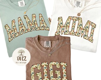 Comfort Colors® Boho Floral Mama Shirt, Mothers Day Gift, Retro Nana Shirt, Cute Oversized Gigi Shirt for Women, Trendy Grandma Spring Tee
