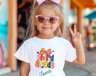 Custom Kids Name Back To School Third Grade Shirt, Personalized Preppy 3rd Grade Shirt, Elementary Shirt, First Day Of School Shirt