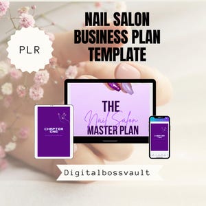 Nail Salon Business Plan Template + PLR | Canva Editable Guide for Salon Startups