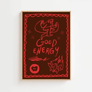 Póster de buena energía, buenas cosas vienen, impresión, arte de pared moderno, cita positiva, arte de pared motivacional, decoración estética de habitación, póster de amor propio