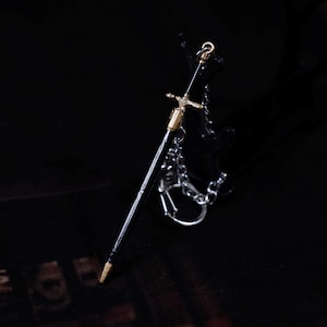 Mini Estoc Sword Keychain | Dark Fantasy Inspired Blade Replica | Gamer Gift for Soulsborne Fans