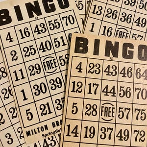 Vintage Milton Bradley Bingo Karten: Ephemera für Junk Journals