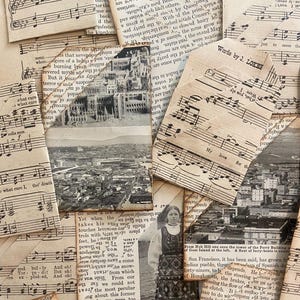 Vintage Book Page Journal Pockets: Ephemera Storage for Junk Journals, Set of 5