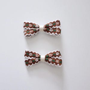 2 Pack Vintage Gestickte Schleife Haarspangen, Mädchen Haarspangen, Baby Haarspangen, Kleinkind Haarspangen, Haarschmuck, Baby-Duschegeschenk