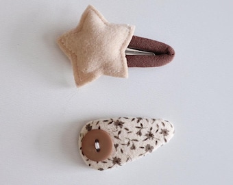 2 Pack Soft Fabric Hair Clip Set, Baby Hair Clips, Toddler Hair Clips, Fringe Clips, Hair Accessories