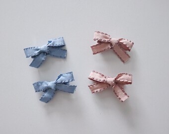 2 Pack Textured Ribbon Bow Clips, Baby hair clips, Toddler hair clips, Hair accessories, Girl hair clips, Baby shower gift