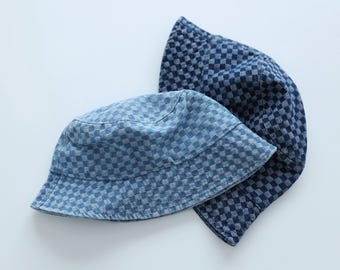 Kids checkered bucket hat, Kids Bucket Hat, Toddler Bucket Hat, Sun Hat, Unisex bucket hat, Denim bucket hat