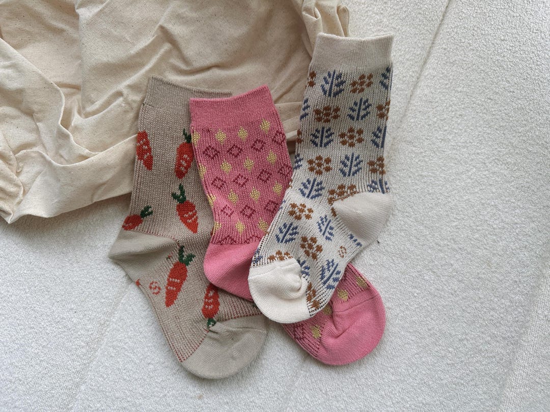 3 Pack Girl’s Spring Kids Crew Socks, Easter Gift for Girls, Breathable ...