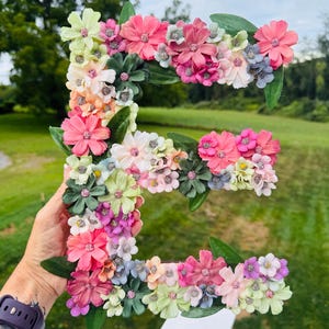 Large 3D Flower Letters With Greenery, Large Flower Letters, Wooden Letters Business Logo Sign, Custom Flower Letters Any Color And Size