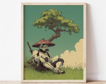 Ronin Stormtrooper Under Bonsai Tree - Japanese Star Wars Art