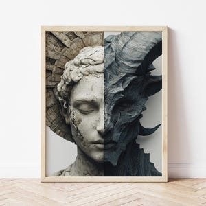 Duality - Light & Dark Sculpture Print - Mythology Wall Decor