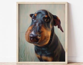 Dog Stung By Bee Art - Funny Dog Portrait - Traditional Oil On Canvas Style Print
