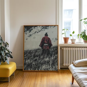 The Vagabond - Lone Ronin Noir Art Print, Minimalist Manga-inspired Poster