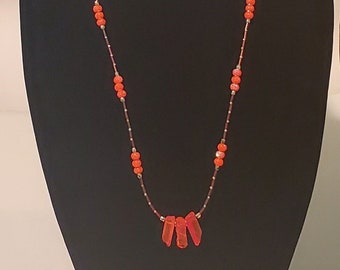 Coral Orange Necklace - Bright, Neon