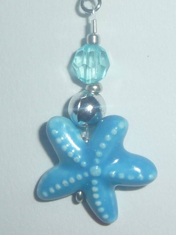 Vintage Starfish Blue Crystal Earrings main image 1