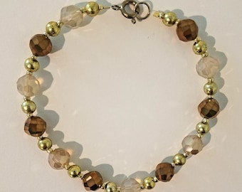 Bronze & Gold Glass Bracelet - Beaded Bracelet